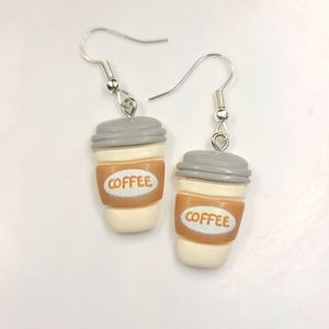 COFFEE cup to go dangle earrings